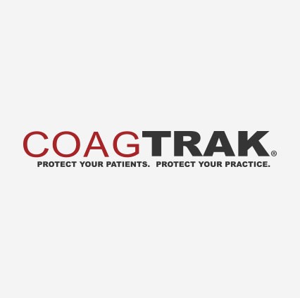 CoagTrak logo on gray background